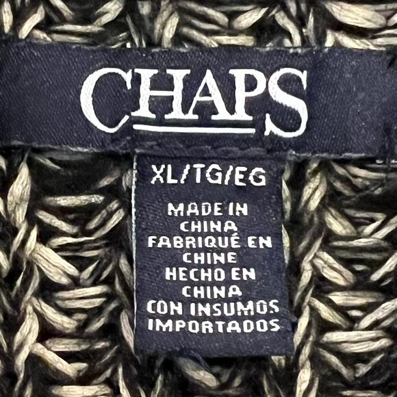 Chaps XL Chunky Knit Mock Neck Sweater Black White - Picture 6 of 8